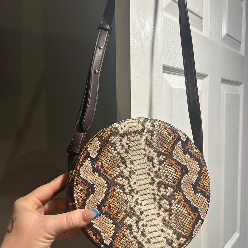 Nine West Brown Tan Crossbody Bag with Snakeskin Print